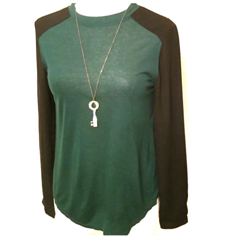 Fossil Dressy Green & Black Shirt Small